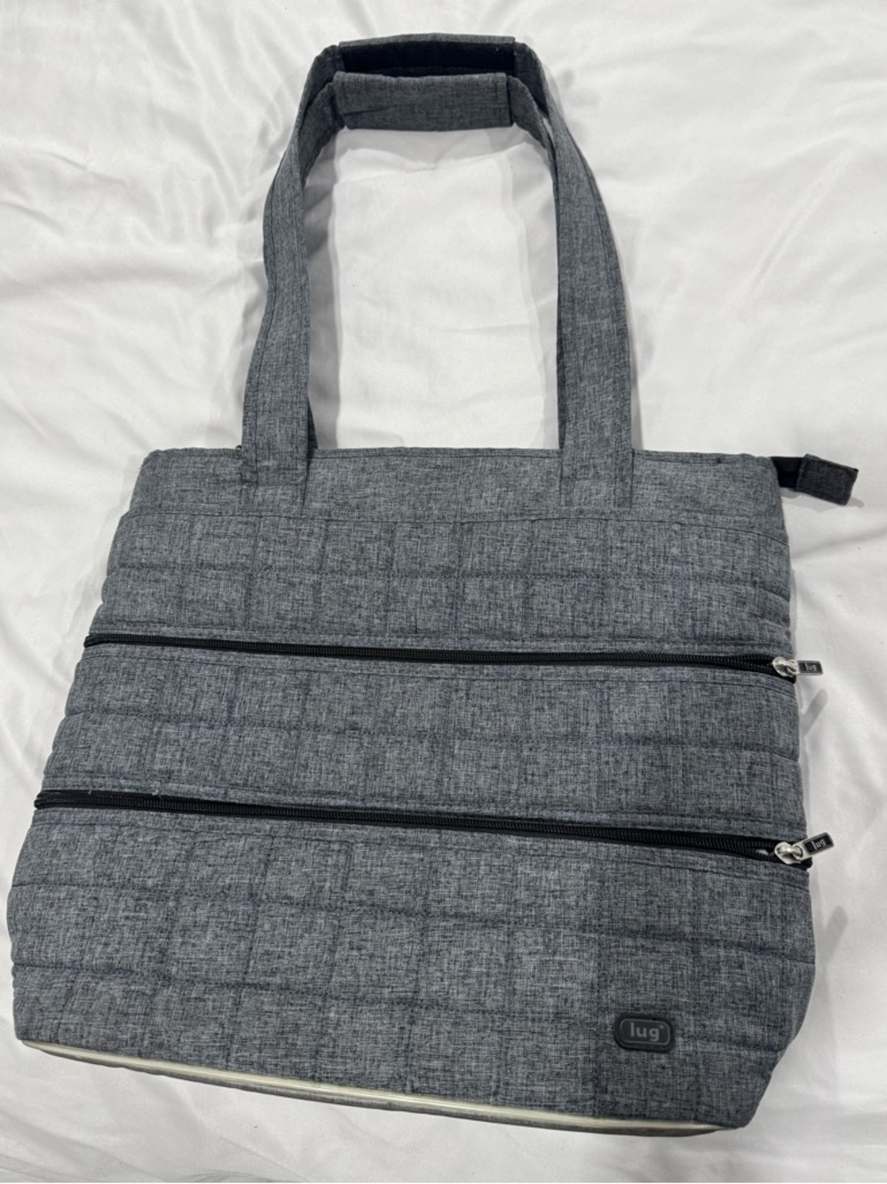 NWOT Lug heathered grey shoulder travel purse